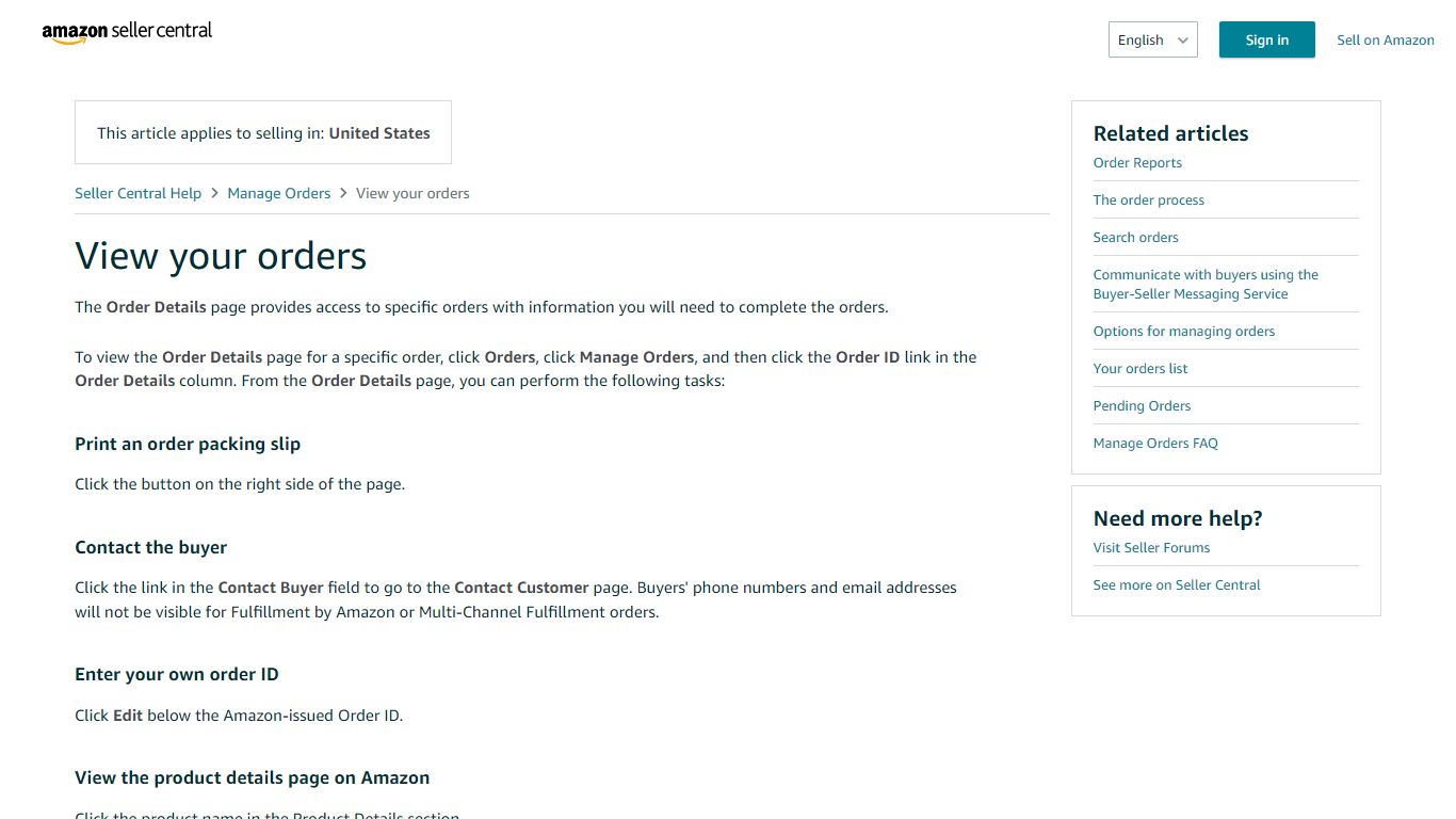 View your orders - Amazon Seller Central