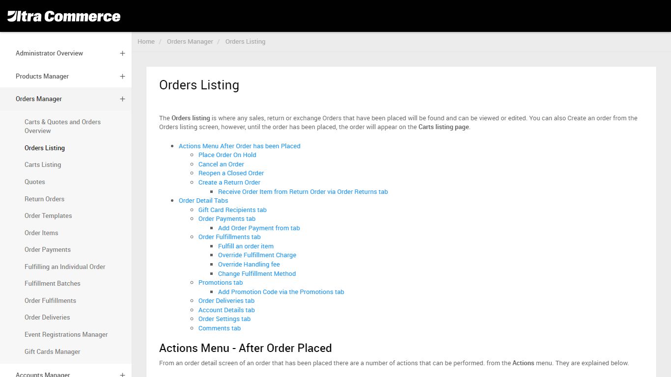 Orders Listing - Ultra Commerce